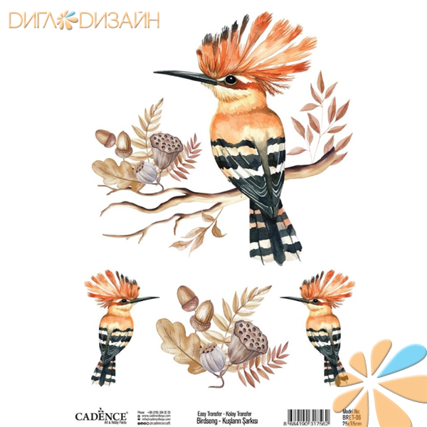 Трансфер Cadence BIRDS SONG Easy BRET-06 25х35см
